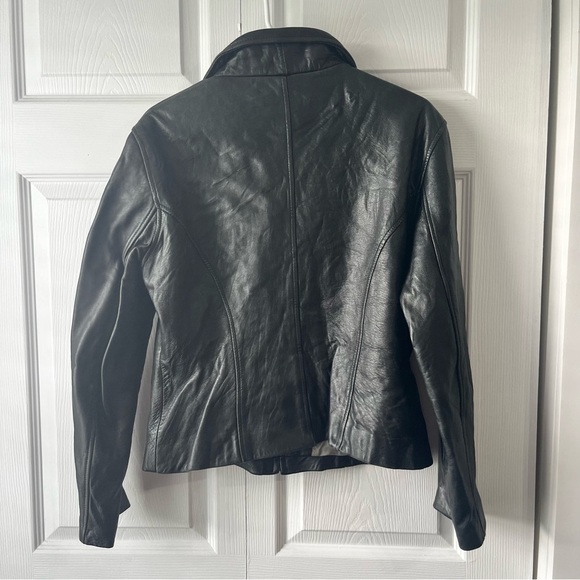 Vintage Guess Leather Jacket Women's Large Black Full Zip Y2K super soft leather - Picture 4 of 7